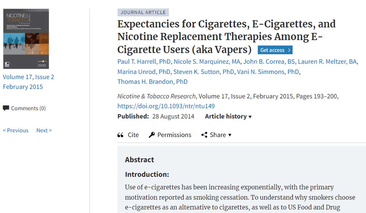 New explore shows that people perceive e-cigarettes as healthier compared to traditional cigarettes